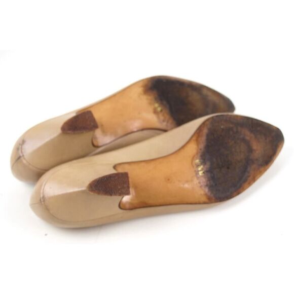 VTG Paloma ITALY BEIGE REAL LEATHER LOW HEEL POINTED CLASSIC PUMP SHOES Sz 9.5 - Picture 10 of 12